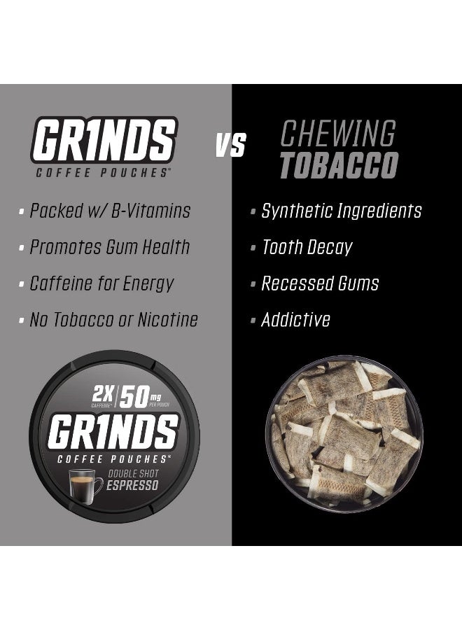 Grinds Coffee Pouches | 6 Cans of Double Shot Espresso | 18 Pouches Per Can | 2x Caffeine 1 Pouch eq. 1/2 Cup of Coffee - Image 4
